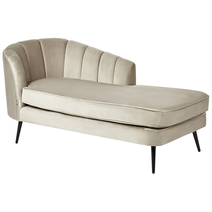 Beliani - ALLIER - Chaise longue - Beige - Linkerzijde - Fluweel