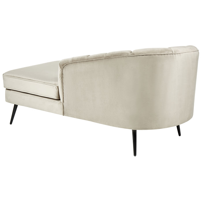 Beliani - ALLIER - Chaise longue - Beige - Linkerzijde - Fluweel