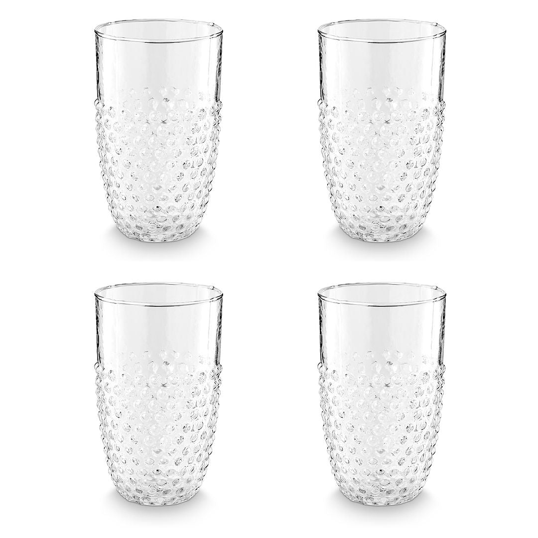 vtwonen Longdrinkglazen Dots - Glazen - Set van 4 Drinkglazen - 400 ml