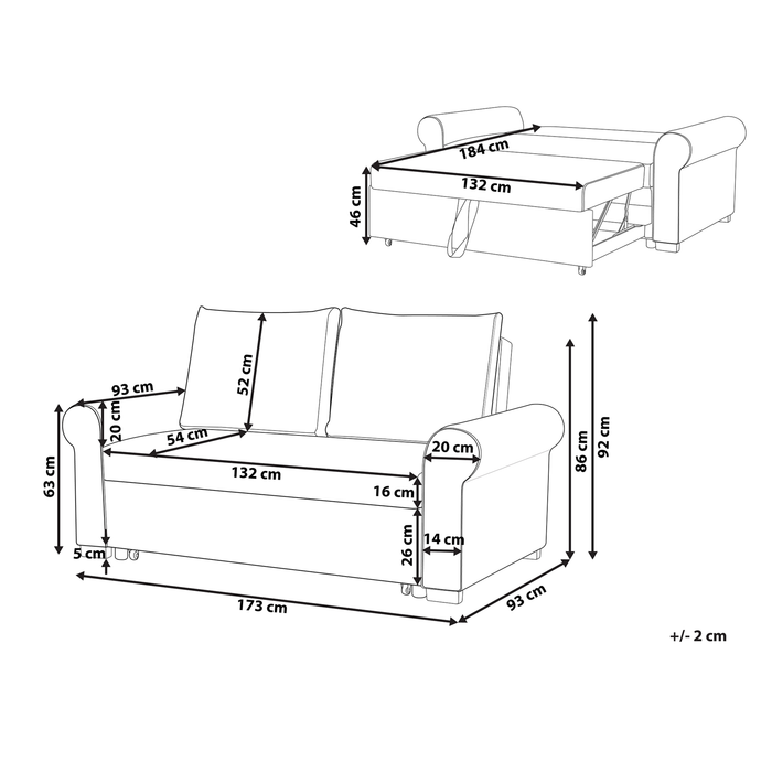 Beliani - SILDA - Slaapbank - Off-white - Polyester