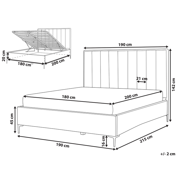 Beliani-SEZANNE -Bed met opbergruimte-Roze-180 x 200 cm-Fluweel
