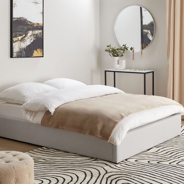 Beliani-DINAN-Tweepersoonsbed-Lichtgrijs-140 x 200 cm-Polyester