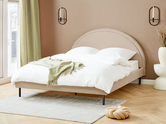 Beliani - MARGUT - Bed - Beige - 160 x 200 cm - Bouclé