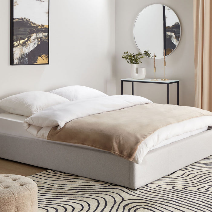 Beliani-DINAN-Tweepersoonsbed-Lichtgrijs-160 x 200 cm-Polyester