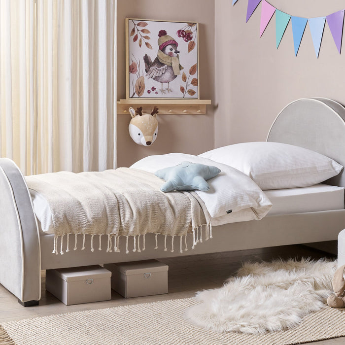 Beliani - NOZAY - Eenpersoonsbed - Lichtgrijs - 90 x 200 cm - Fluweel