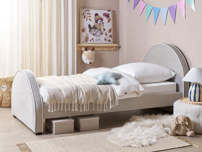 Beliani - NOZAY - Eenpersoonsbed - Lichtgrijs - 90 x 200 cm - Fluweel