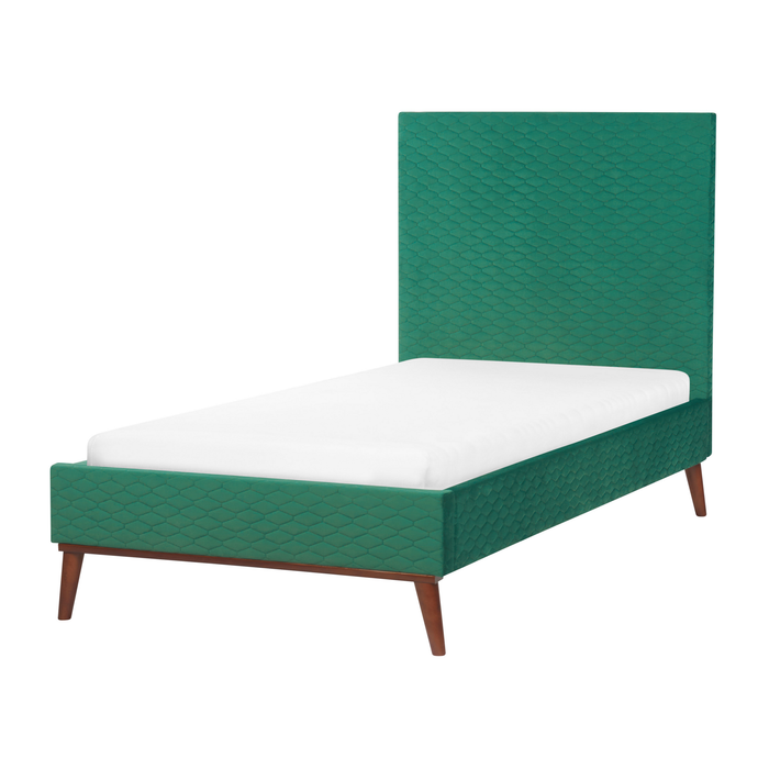 Beliani - BAYONNE - Eenpersoonsbed - Groen - 90 x 200 cm - Fluweel