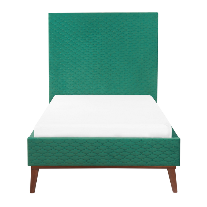 Beliani - BAYONNE - Eenpersoonsbed - Groen - 90 x 200 cm - Fluweel