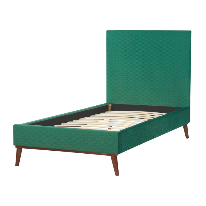 Beliani - BAYONNE - Eenpersoonsbed - Groen - 90 x 200 cm - Fluweel