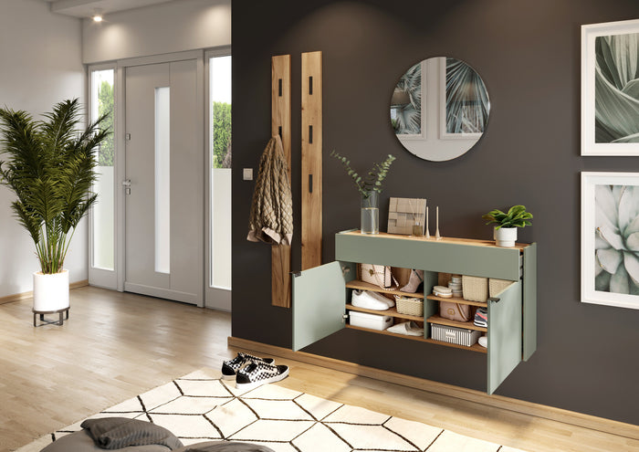 Germania Ameca Taupe Groen | Eiken Schoenenkast Laag