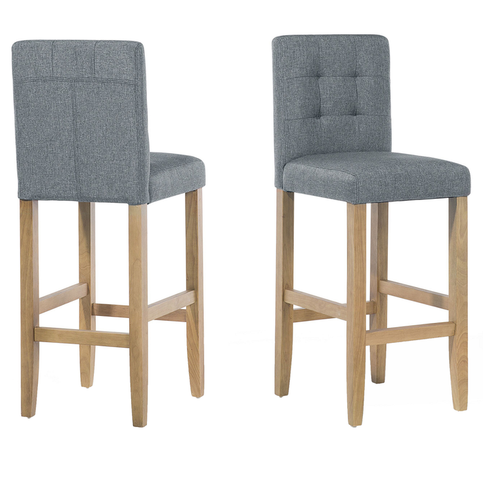 Beliani - MADISON - Barkruk - Grijs - Polyester