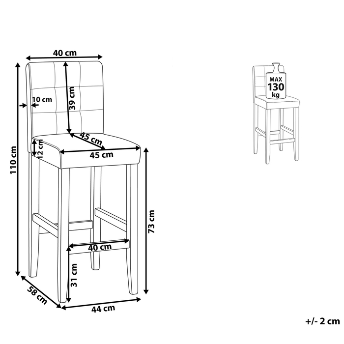 Beliani - MADISON - Barkruk - Grijs - Polyester