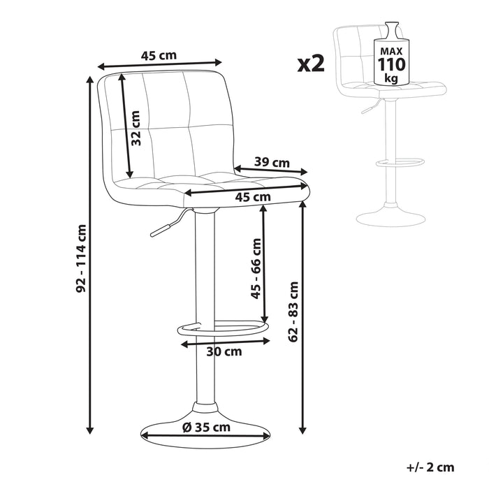 Beliani - MARION - Barkruk verstelbaar - Lichtgrijs - Polyester