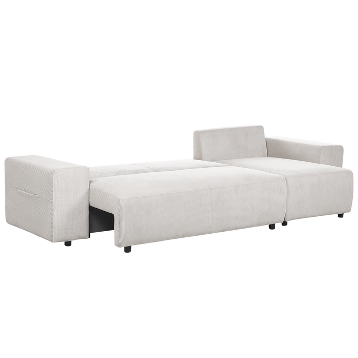 Beliani - LUSPA - Hoekbank - Lichtbeige - Linkszijdig - Corduroy