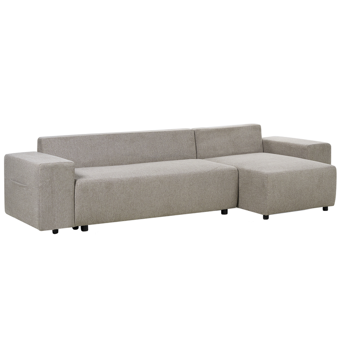 Beliani-LUSPA-Hoekbank met opbergruimte-Taupe-Linkszijdig-Stof