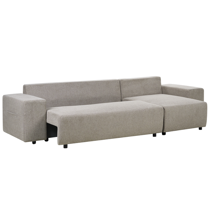 Beliani-LUSPA-Hoekbank met opbergruimte-Taupe-Linkszijdig-Stof