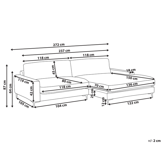 Beliani - MALOY - Hoekbank - Lichtgrijs - Linkszijdig - Polyester
