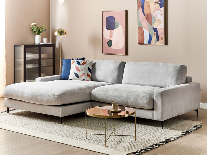 Beliani - MALOY - Hoekbank - Lichtgrijs - Rechtszijdig - Polyester