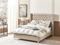 Beliani - LUBBON - Tweepersoonsbed - Beige - 140 x 200 cm - Fluweel