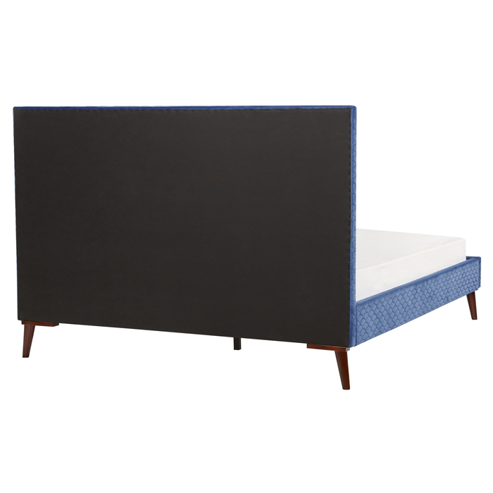 Beliani - BAYONNE - Tweepersoonsbed - Blauw - 180 x 200 cm - Fluweel