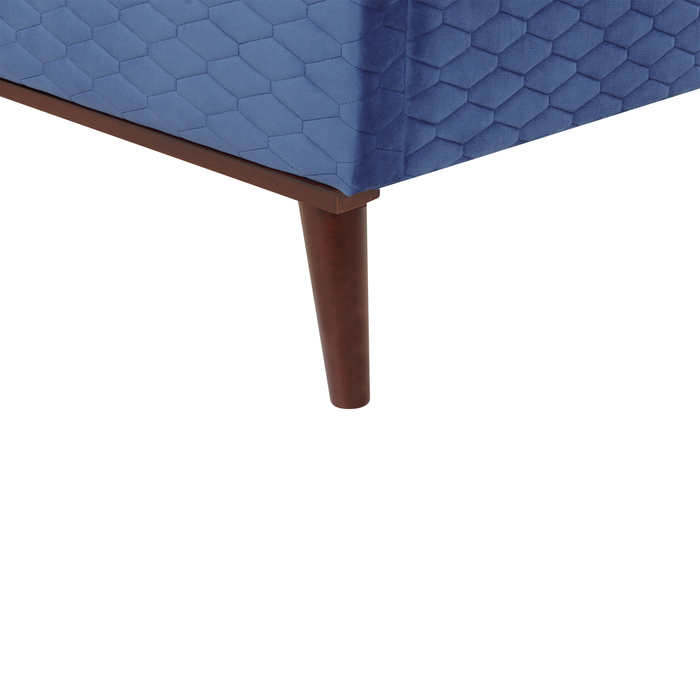 Beliani - BAYONNE - Tweepersoonsbed - Blauw - 180 x 200 cm - Fluweel