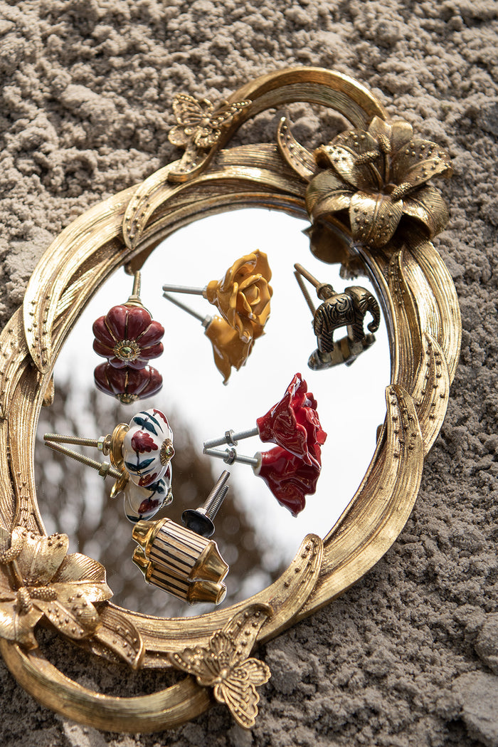 Clayre & Eef Deurknop Ø 4 cm Geel Keramiek Bloem