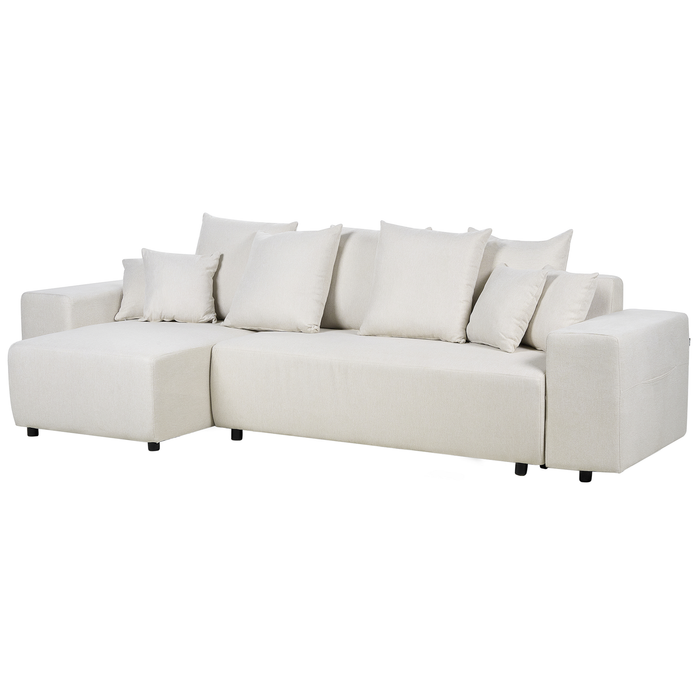 Beliani-LUSPA-Hoekbank met opbergruimte-Lichtbeige-Rechtszijdig-Stof