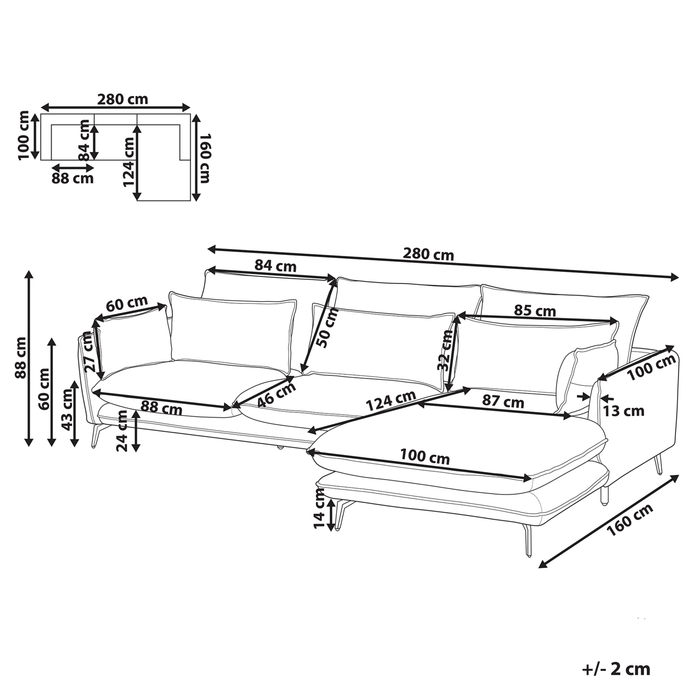 Beliani - GALLO - Hoekbank - Lichtbruin - Linkszijdig - Polyester