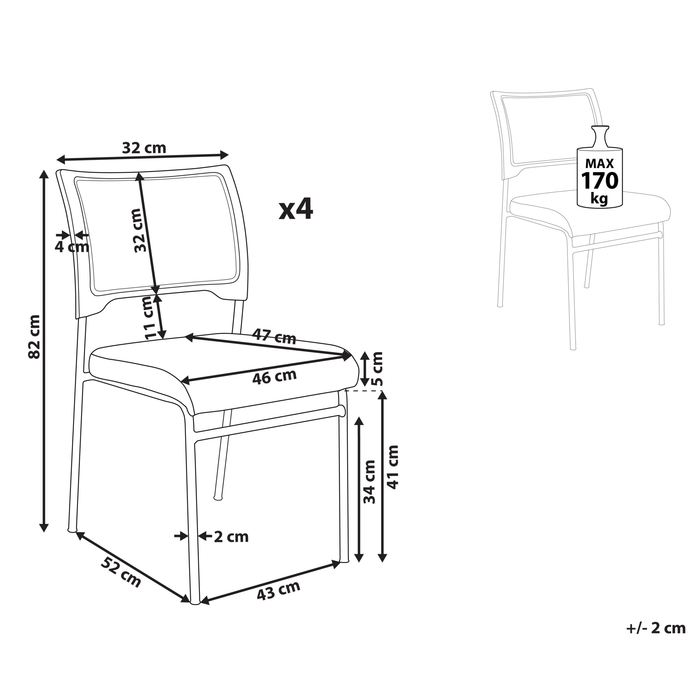 Beliani - SEDALIA - Set van 4 stoelen - Grijs - Polyester