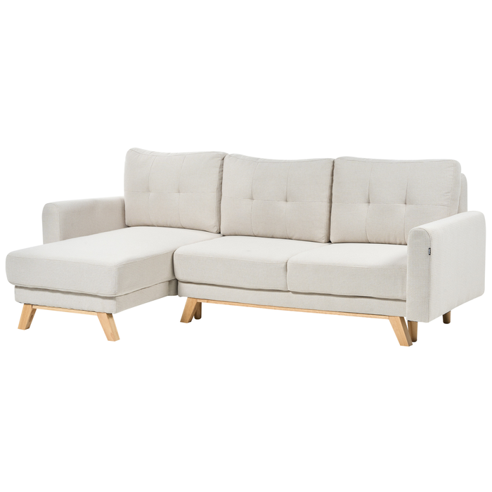 Beliani - SIRO - Slaapbank - Lichtbeige - Rechtszijdig - Polyester