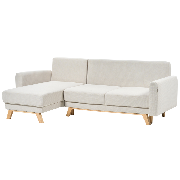 Beliani - SIRO - Slaapbank - Lichtbeige - Rechtszijdig - Polyester