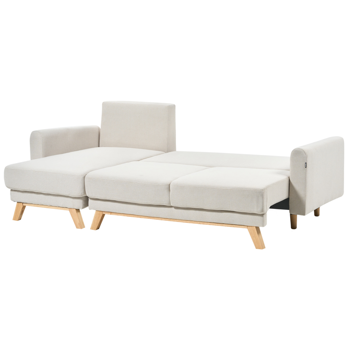 Beliani - SIRO - Slaapbank - Lichtbeige - Rechtszijdig - Polyester