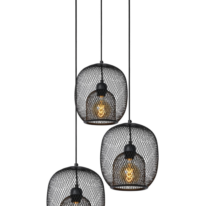 Lucide JERREL Hanglamp 3xE27 - Zwart