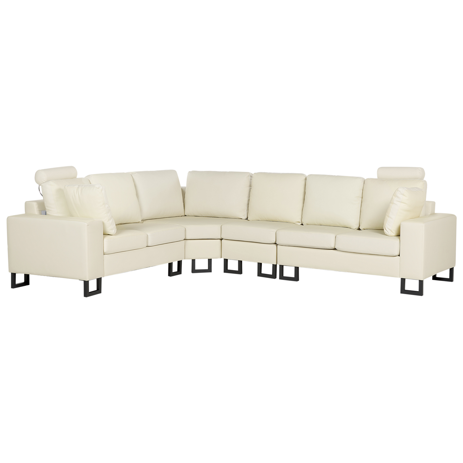 Beliani - STOCKHOLM II - Hoekbank - Crème|Beige - Rechtszijdig - Leer