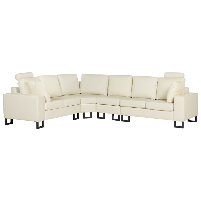 Beliani - STOCKHOLM II - Hoekbank - Crème|Beige - Rechtszijdig - Leer