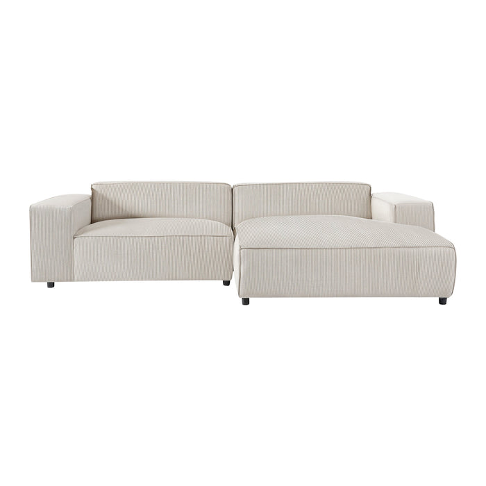 by fonQ Chunky Hoekbank met Chaise Longue Rechts - Rib - Latte