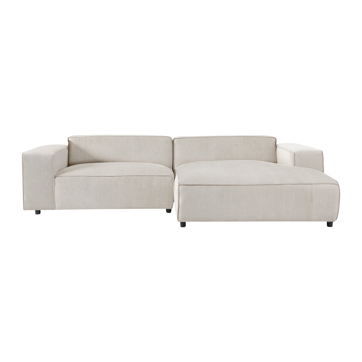 by fonQ Chunky Hoekbank met Chaise Longue Rechts - Rib - Latte