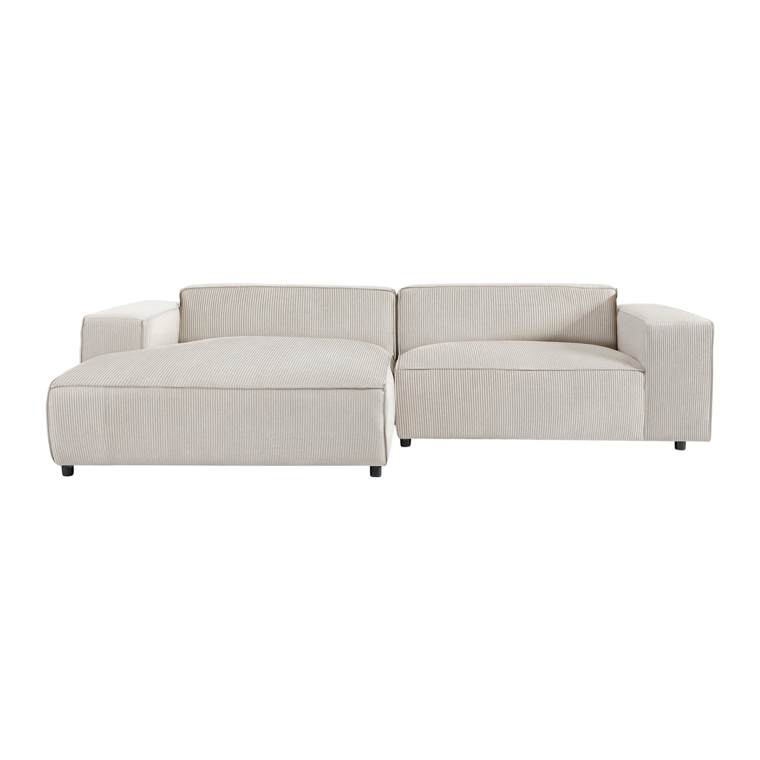 by fonQ Chunky Hoekbank met Chaise Longue Links - Rib - Latte