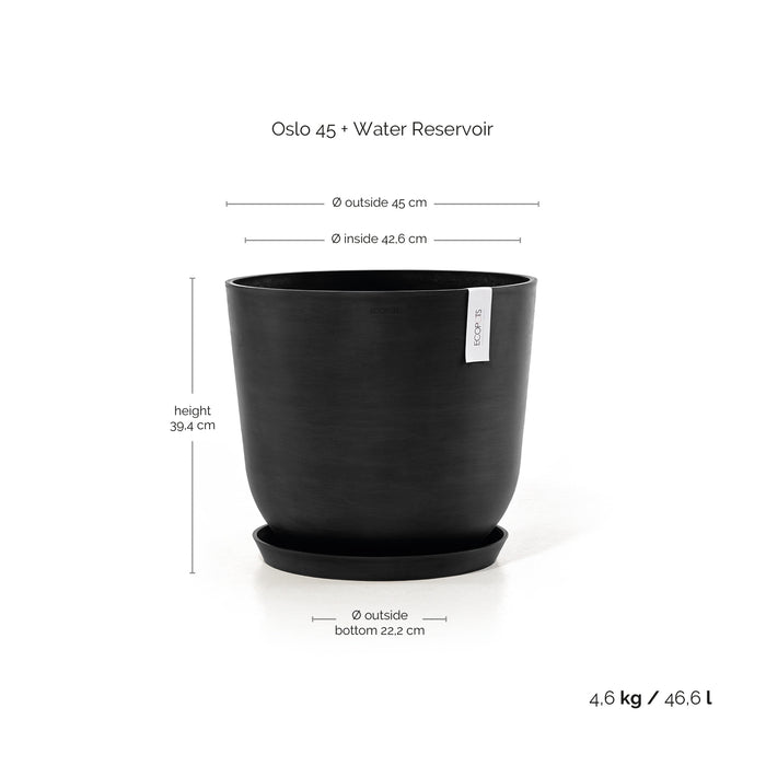 Ecopots Oslo 45 + Water Reservoir Dark Grey