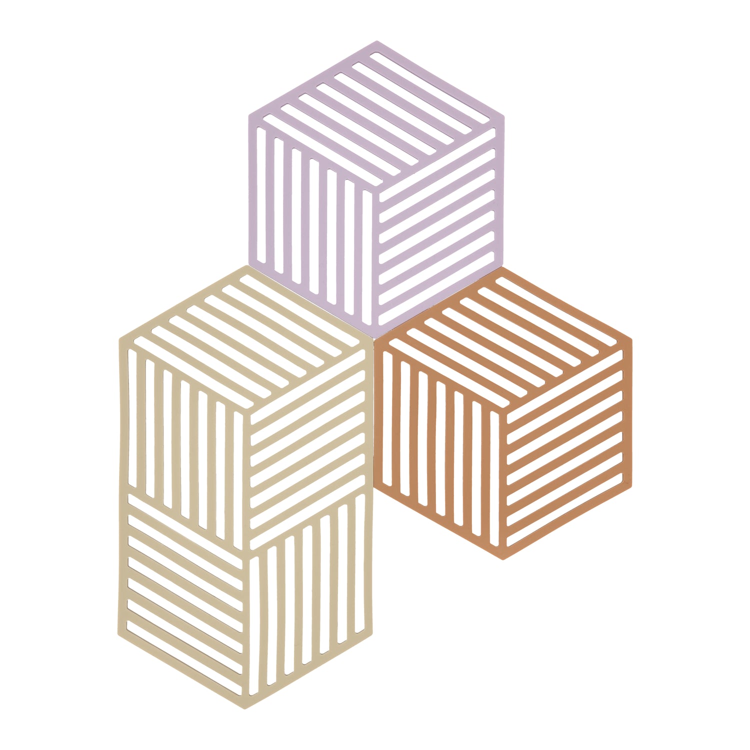 Zone Denmark Hexagon Onderzetter - Set van 3 - Lupine/Warm Sand/Light Terracotta
