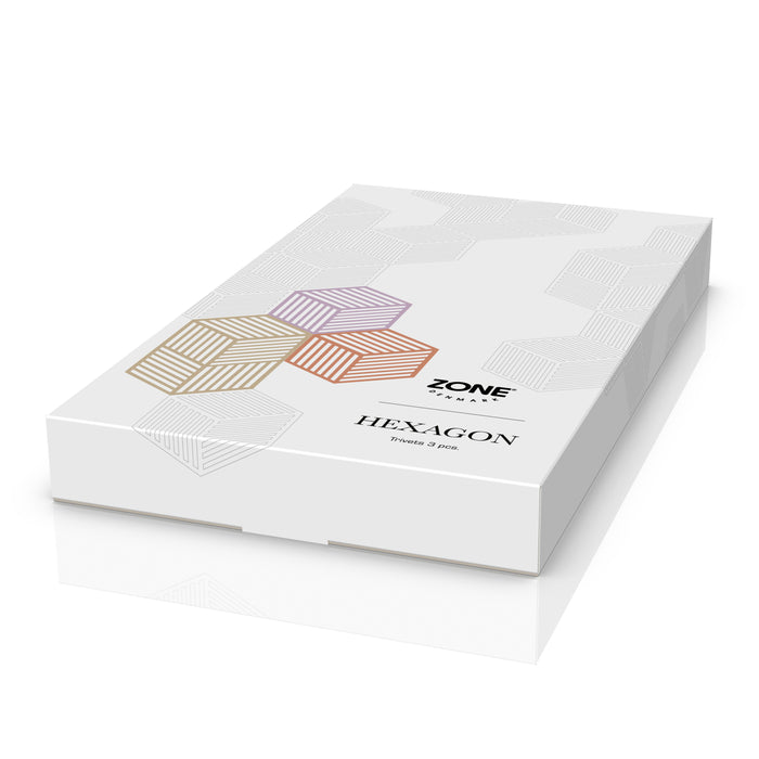 Zone Denmark Hexagon Onderzetter - Set van 3 - Lupine/Warm Sand/Light Terracotta