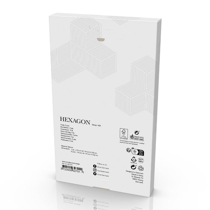 Zone Denmark Hexagon Onderzetter - Set van 3 - Lupine/Warm Sand/Light Terracotta