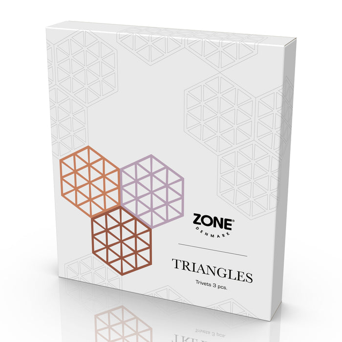 Zone Denmark Triangles Onderzetter - Set van 3 - Light Terracotta/Lupine/Almond