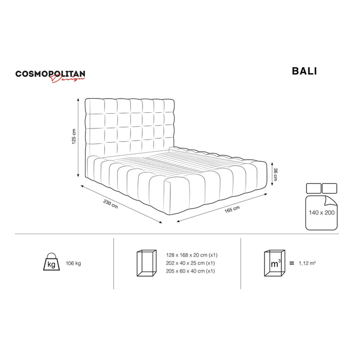 Cosmopolitan Design Bali Bedframe met Opbergruimte - 140 x 200 cm - Lichtblauw