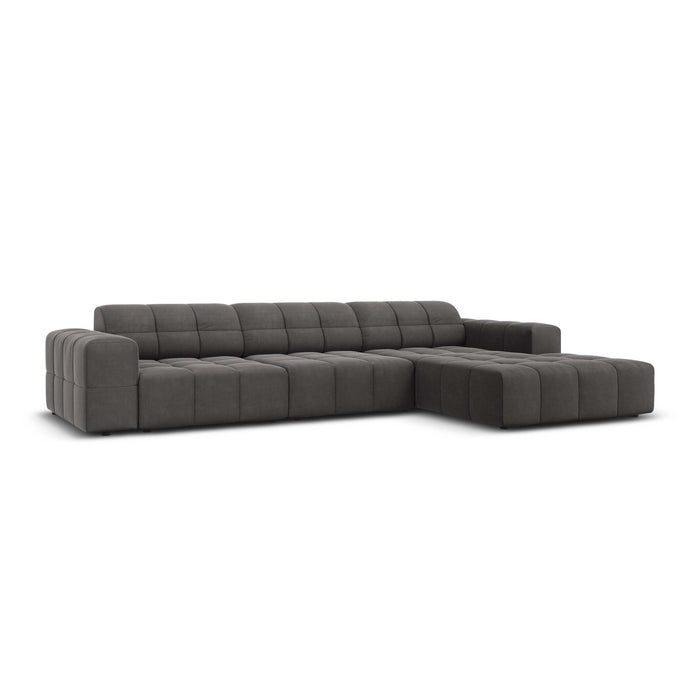 Cosmopolitan Design Chicago Hoekbank met Chaise Longue Rechts - Velvet - Grijs