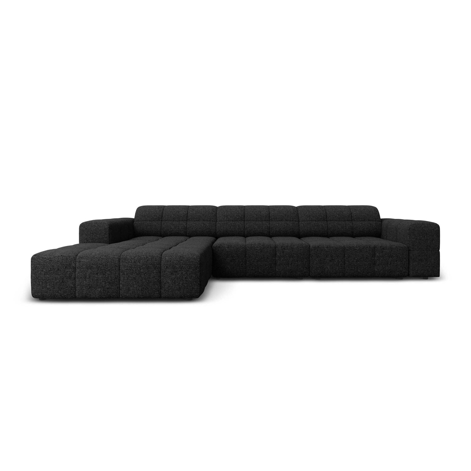 Cosmopolitan Design Chicago Hoekbank met Chaise Longue Links - Chenille - Zwart