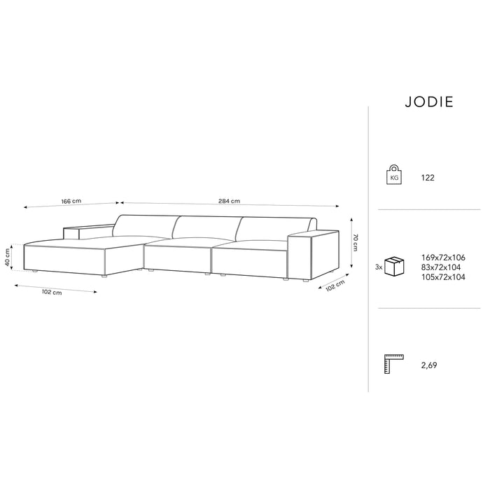 Micadoni Jodie Hoekbank Links 4-zits - Chenille - Crème