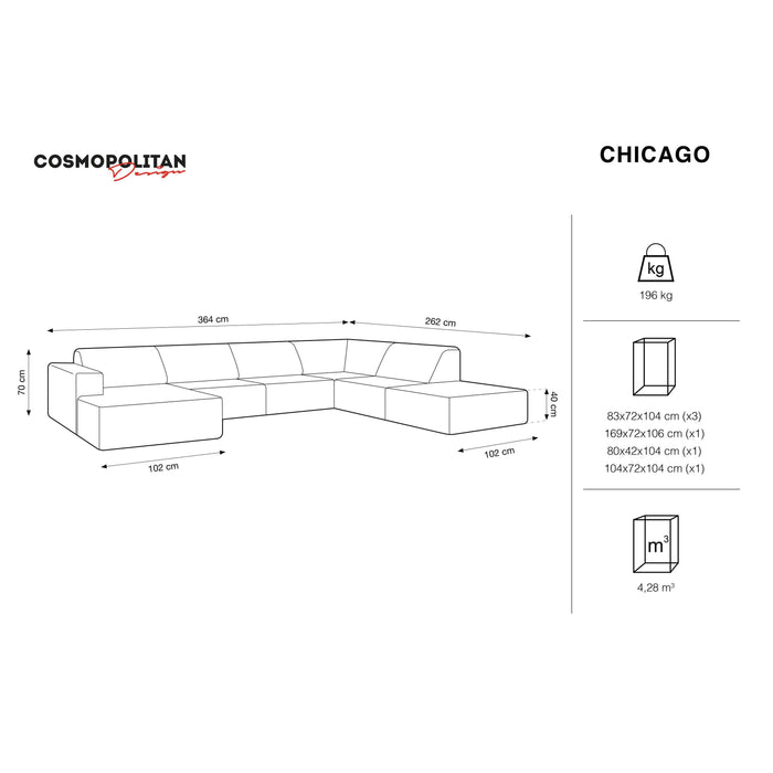 Cosmopolitan Design Chicago U-bank - Hoek Rechts - Velvet - Koningsblauw