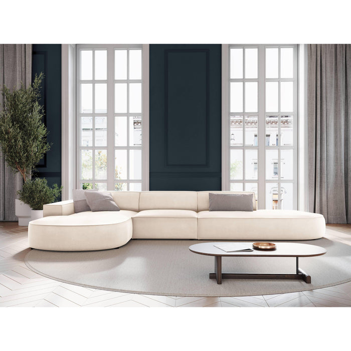 Micadoni Jodie Hoekbank Links Afgerond - Rechts Open 5-zits - Fluweel - Crème