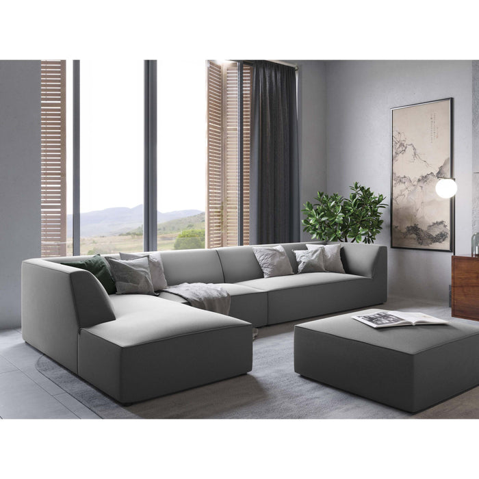 Windsor & Co Sao Hoekbank met Chaise Longue Links - 5-zits - Velvet - Grijs